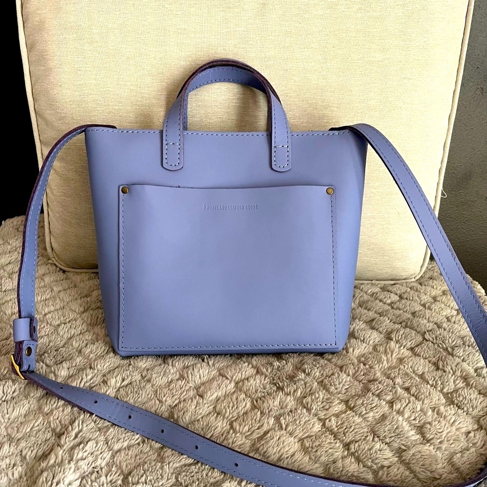 Portland leather goods mini crossbody tote with zipper